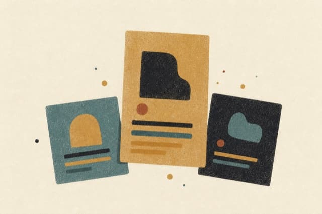 Editorial Risograph illustration of overlapping social feed cards with abstract content lines